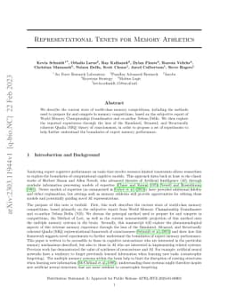 Representational Tenets for Memory Athletics