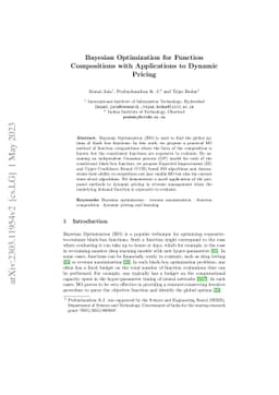 Bayesian Optimization for Function Compositions with Applications to
  Dynamic Pricing