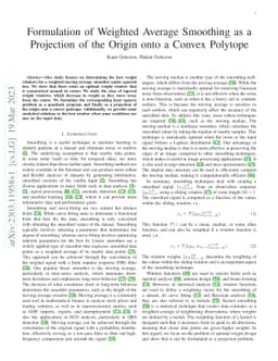 Formulation of Weighted Average Smoothing as a Projection of the Origin
  onto a Convex Polytope