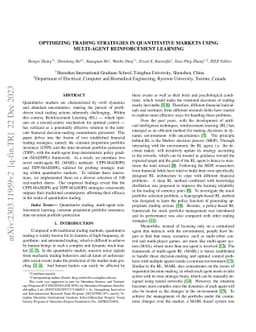 Optimizing Trading Strategies in Quantitative Markets using Multi-Agent
  Reinforcement Learning