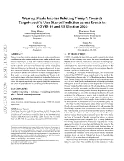 Wearing Masks Implies Refuting Trump?: Towards Target-specific User
  Stance Prediction across Events in COVID-19 and US Election 2020