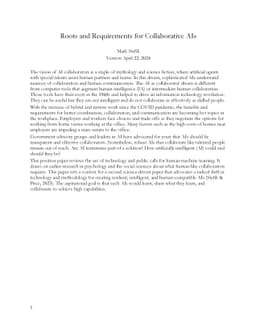 Roots and Requirements for Collaborative AIs