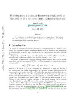 Sampling from a Gaussian distribution conditioned on the level set of a
  piecewise affine, continuous function