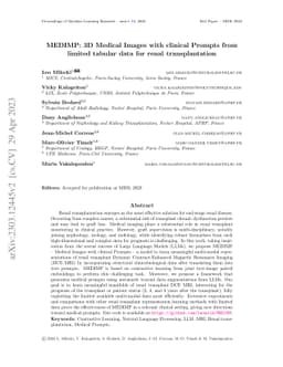 MEDIMP: 3D Medical Images with clinical Prompts from limited tabular
  data for renal transplantation
