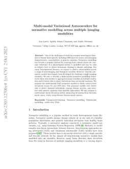 Multi-modal Variational Autoencoders for normative modelling across
  multiple imaging modalities