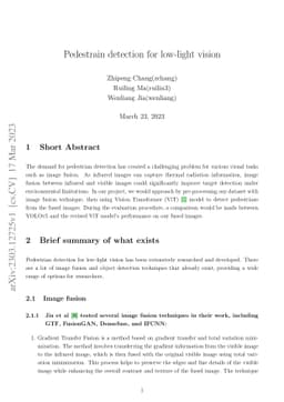 Pedestrain detection for low-light vision proposal