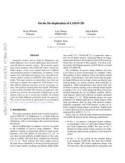 On the De-duplication of LAION-2B