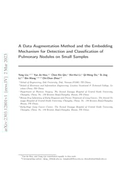 A Data Augmentation Method and the Embedding Mechanism for Detection and
  Classification of Pulmonary Nodules on Small Samples