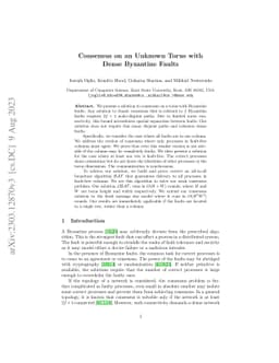 Consensus on an Unknown Torus with Dense Byzantine Faults