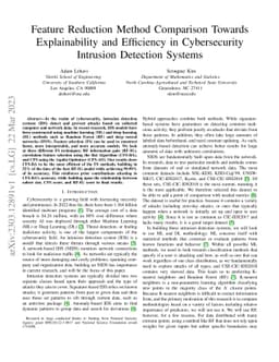 Feature Reduction Method Comparison Towards Explainability and
  Efficiency in Cybersecurity Intrusion Detection Systems