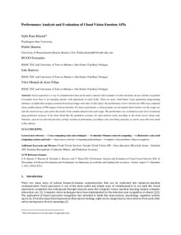 Performance Analysis and Evaluation of Cloud Vision Emotion APIs