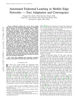 Automated Federated Learning in Mobile Edge Networks -- Fast Adaptation
  and Convergence