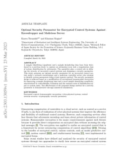 Optimal Security Parameter for Encrypted Control Systems Against
  Eavesdropper and Malicious Server