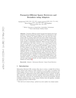 Parameter-Efficient Sparse Retrievers and Rerankers using Adapters