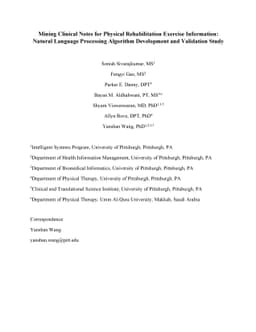 Mining Clinical Notes for Physical Rehabilitation Exercise Information:
  Natural Language Processing Algorithm Development and Validation Study