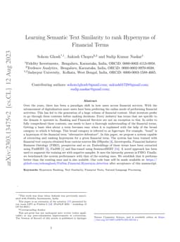 Learning Semantic Text Similarity to rank Hypernyms of Financial Terms