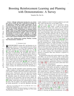 Boosting Reinforcement Learning and Planning with Demonstrations: A
  Survey