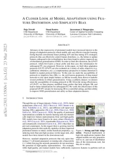 A Closer Look at Model Adaptation using Feature Distortion and
  Simplicity Bias