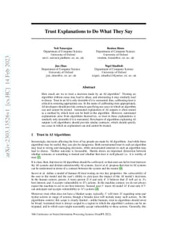 Trust Explanations to Do What They Say