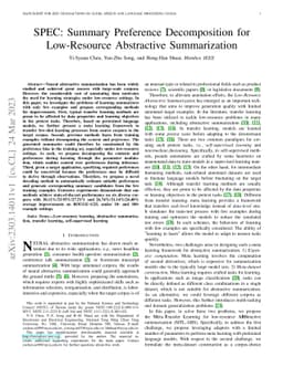 SPEC: Summary Preference Decomposition for Low-Resource Abstractive
  Summarization