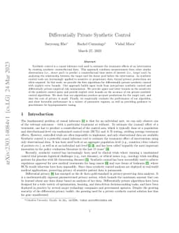 Differentially Private Synthetic Control