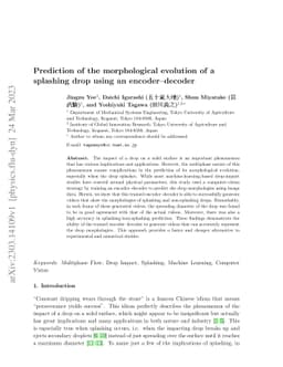 Prediction of the morphological evolution of a splashing drop using an
  encoder-decoder
