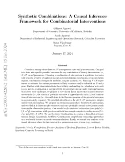 Synthetic Combinations: A Causal Inference Framework for Combinatorial
  Interventions