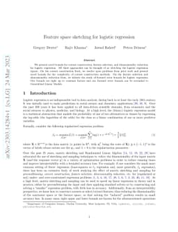 Feature Space Sketching for Logistic Regression