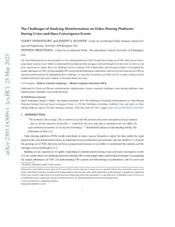 The Challenges of Studying Misinformation on Video-Sharing Platforms
  During Crises and Mass-Convergence Events