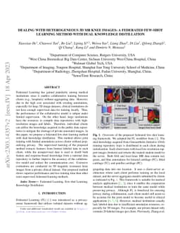 Dealing With Heterogeneous 3D MR Knee Images: A Federated Few-Shot
  Learning Method With Dual Knowledge Distillation
