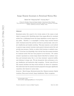 Image Moment Invariants to Rotational Motion Blur