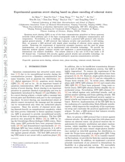 Experimental quantum secret sharing based on phase encoding of coherent
  states
