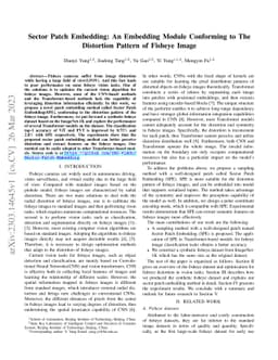 Sector Patch Embedding: An Embedding Module Conforming to The Distortion
  Pattern of Fisheye Image