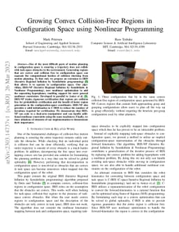 Growing Convex Collision-Free Regions in Configuration Space using
  Nonlinear Programming