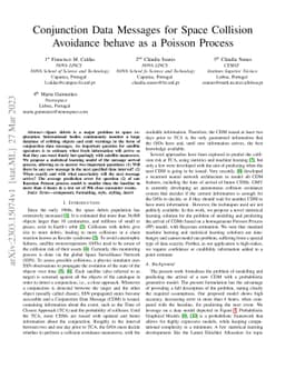 Conjunction Data Messages for Space Collision Behave as a Poisson
  Process