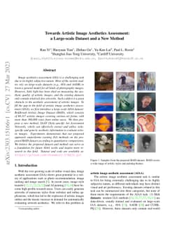 Towards Artistic Image Aesthetics Assessment: a Large-scale Dataset and
  a New Method