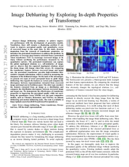 Image Deblurring by Exploring In-depth Properties of Transformer