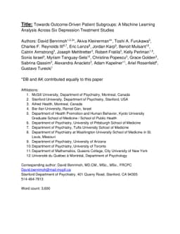 Towards Outcome-Driven Patient Subgroups: A Machine Learning Analysis
  Across Six Depression Treatment Studies