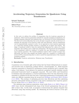 Accelerating Trajectory Generation for Quadrotors Using Transformers