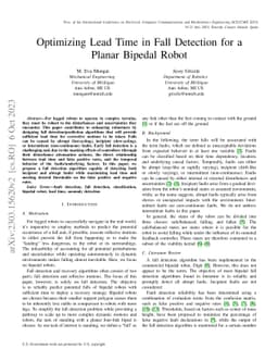 Optimizing Lead Time in Fall Detection for a Planar Bipedal Robot