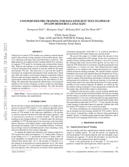 Unsupervised Pre-Training For Data-Efficient Text-to-Speech On Low
  Resource Languages