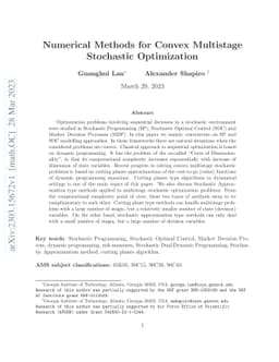 Numerical Methods for Convex Multistage Stochastic Optimization