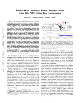 Efficient Deep Learning of Robust, Adaptive Policies using Tube
  MPC-Guided Data Augmentation