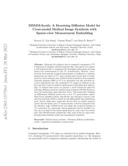 DDMM-Synth: A Denoising Diffusion Model for Cross-modal Medical Image
  Synthesis with Sparse-view Measurement Embedding