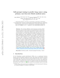 Soft-prompt tuning to predict lung cancer using primary care free-text
  Dutch medical notes