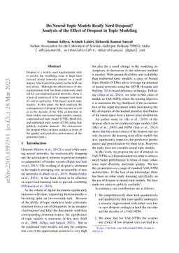 Do Neural Topic Models Really Need Dropout? Analysis of the Effect of
  Dropout in Topic Modeling