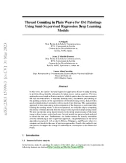 Thread Counting in Plain Weave for Old Paintings Using Semi-Supervised
  Regression Deep Learning Models