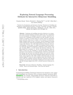 Exploring Natural Language Processing Methods for Interactive Behaviour
  Modelling