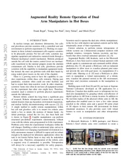 Augmented Reality Remote Operation of Dual Arm Manipulators in Hot Boxes