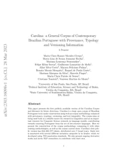 Carolina: a General Corpus of Contemporary Brazilian Portuguese with
  Provenance, Typology and Versioning Information